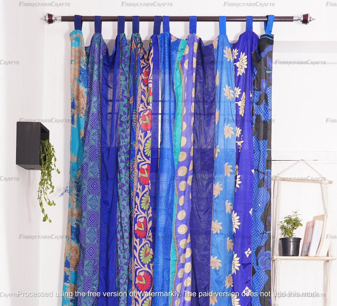 EXPRESS SERVICE of Indian Vintage Old Silk Sari Fabric Handmade Curtain ...