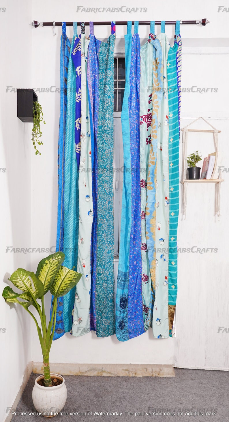 FREE SHIPPING - Indian Vintage Silk Sari Fabric Curtains Handmade ...