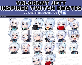 White Ninja Emotes Pack | 20 Chibi Anime Twitch & Discord Emotes | Cool Cyber Agent PNGs | Kawaii Streamer Emoji Set, instant download