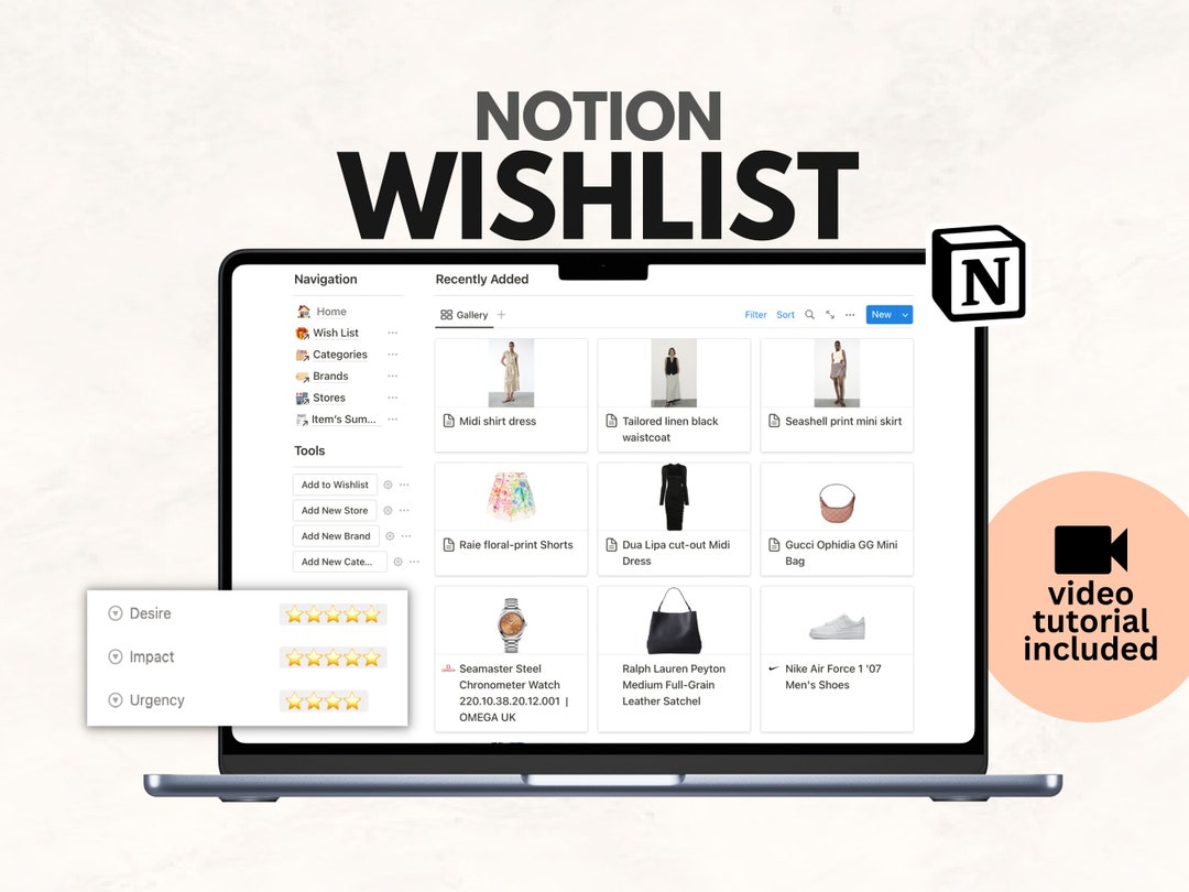 Notion Template Purchase Tracker and Wish List Etsy Notion Template Purchase Tracker and Wish List Etsy