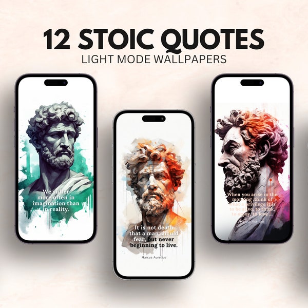 Stoic Quotes Phone Wallpaper Art • 12 Quotes Digital Art • Light mode