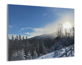 Issaquah Winter Forest Wonderland Canvas - Gray Border