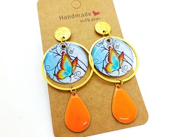 Oorbellen met cabochon van hars