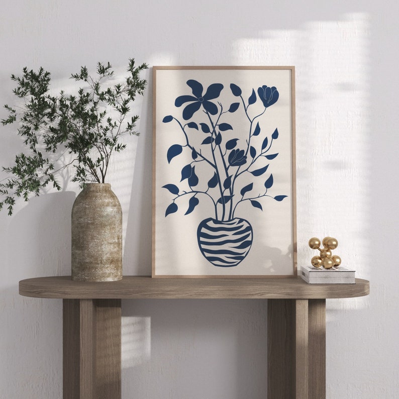 Midcentury Floral Wall Art Inspired by CB2 for Kitchen Etsy