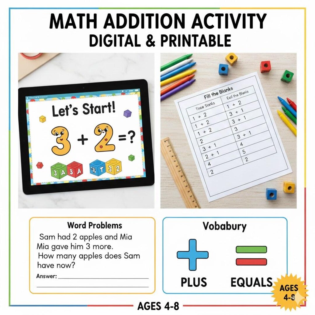 Addition Fact Practice With Visual Aids - Etsy