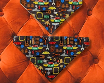 The One w/ FRIENDSGIVING;FRIENDS Pet Bandana-Reversible/Slip on to collar;Thanksgiving Pet neckwear; Pop Culture 2 sided Dog Bandana;petGIFT