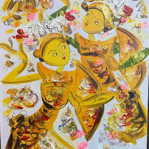 Balinese Legong Paintings, Balinese Traditional Paintings, Original Paintings, Handmade Paintings, Wall Decor