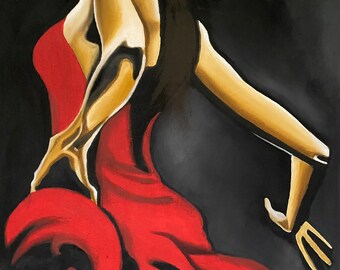 Ballet Dancer canvas hand figurative art, acrylic on canvas, Balinese painting, Traditional Painting, Original Painting.