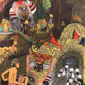 Traditional Balinese Painting, Balinese Calonarang Dance, Balinese Painting, Handmade Painting, Oil Painting on Canvas, Original Painting