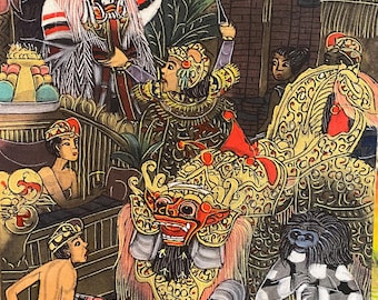 Y.B.カン作 バリのングラにあるヴィンテージの絵画 バリ風景画 寸法