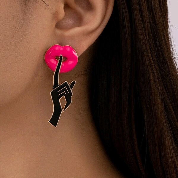 Lip Earrings Etsy