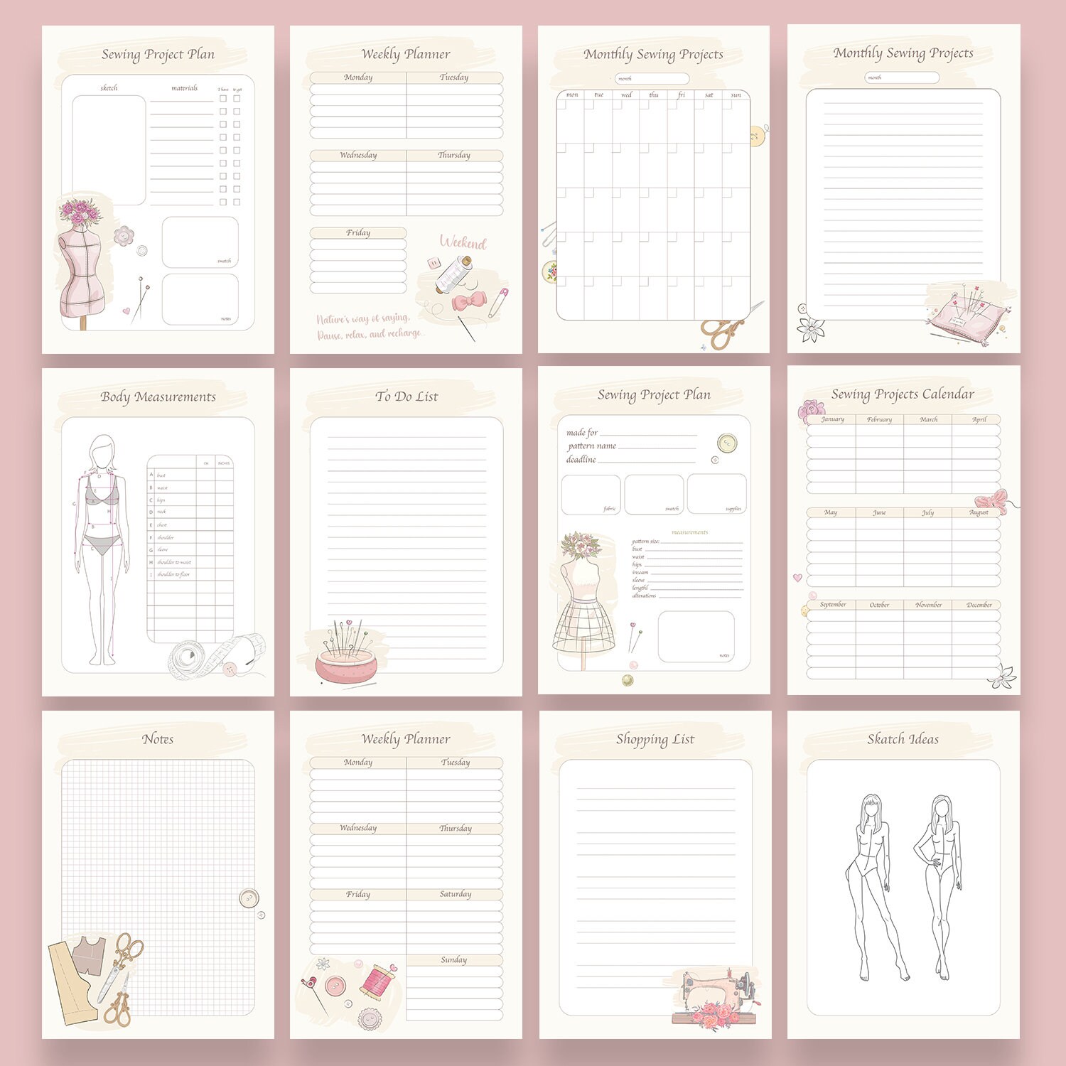Sewing Planner, Printable Sewing Organizer - Etsy