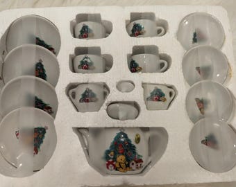 Juego de té miniatura de porcelana vintage de 17 piezas