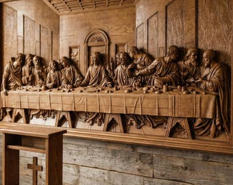 Last Supper STL 3D Model | Christian Religious Wall Art | CNC & 3D Print | Digital Download
