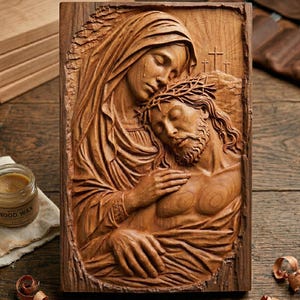 Pieta Virgin Mary Jesus Bas Relief Model | Christian Wall Art (Digital Download)