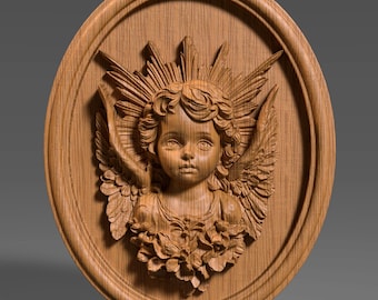 3D Baby Angel Relief: CNC Laser Engraving STL File (Digital Download