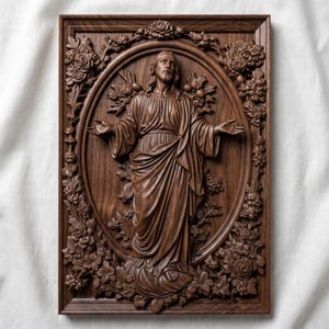 Jesus Christ STL 3D Model | Christian Religious Wall Art | CNC & 3D Print | Digital Download