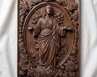 Jesus Christ STL 3D Model | Christian Religious Wall Art | CNC & 3D Print | Digital Download
