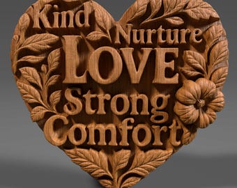 Modello 3D per intaglio del legno CNC/STL a forma di cuore per la festa della mamma/Regalo per la mamma (download digitale)