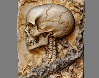 Skull Bas Relief STL File: Gothic CNC Wood Carving (Digital Download)