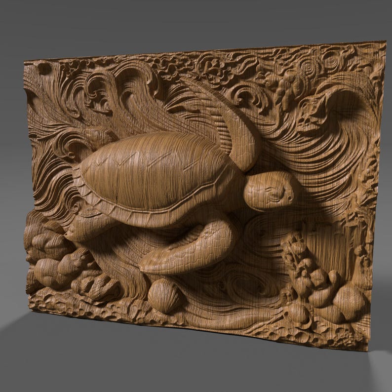 Sea Turtle 3D STL File | CNC Wood Carving | 3D Printing | Digital ...