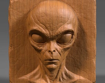 Escultura de rostro alienígena: Modelo 3D STL para CNC y grabado láser.