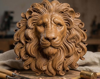 Archivo STL de relieve de león 3D: CNC, grabado láser, impresión 3D (descarga digital)