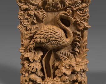 Flamingo 3D Relief STL File: CNC Wood Carving (Digital Download)