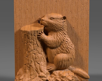 Beaver 3D Relief STL File: CNC Carving, Laser Engraving (Digital Download)