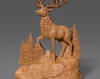 Christmas Reindeer 3D Relief STL File | CNC Carving, Wall Decor (Digital Download)