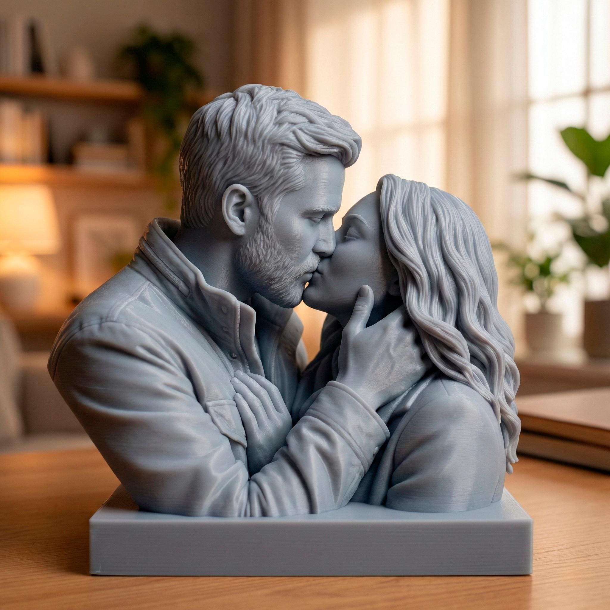 Custom 3D Printed Couple Bust Personalized Resin Sculpture