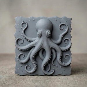 High-detail 3D STL model of an octopus in bas relief, featuring curled tentacles and a textured underwater design. Ideal for 3D printing, CNC wood carving, or laser engraving. Perfect for marine-themed wall art, nautical gifts, or ocean-inspired decor. This digital file is suitable for use with wood, acrylic, resin, and other engravable materials. Download and craft ocean life into your next project.