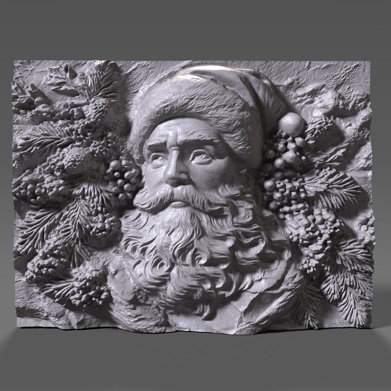 Santa Claus 3D Bas Relief Model: CNC Router Engraving (Digital Download) image 8