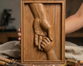 Father & Child Hands 3D Relief Model | CNC, 3D Print (Digital Download)