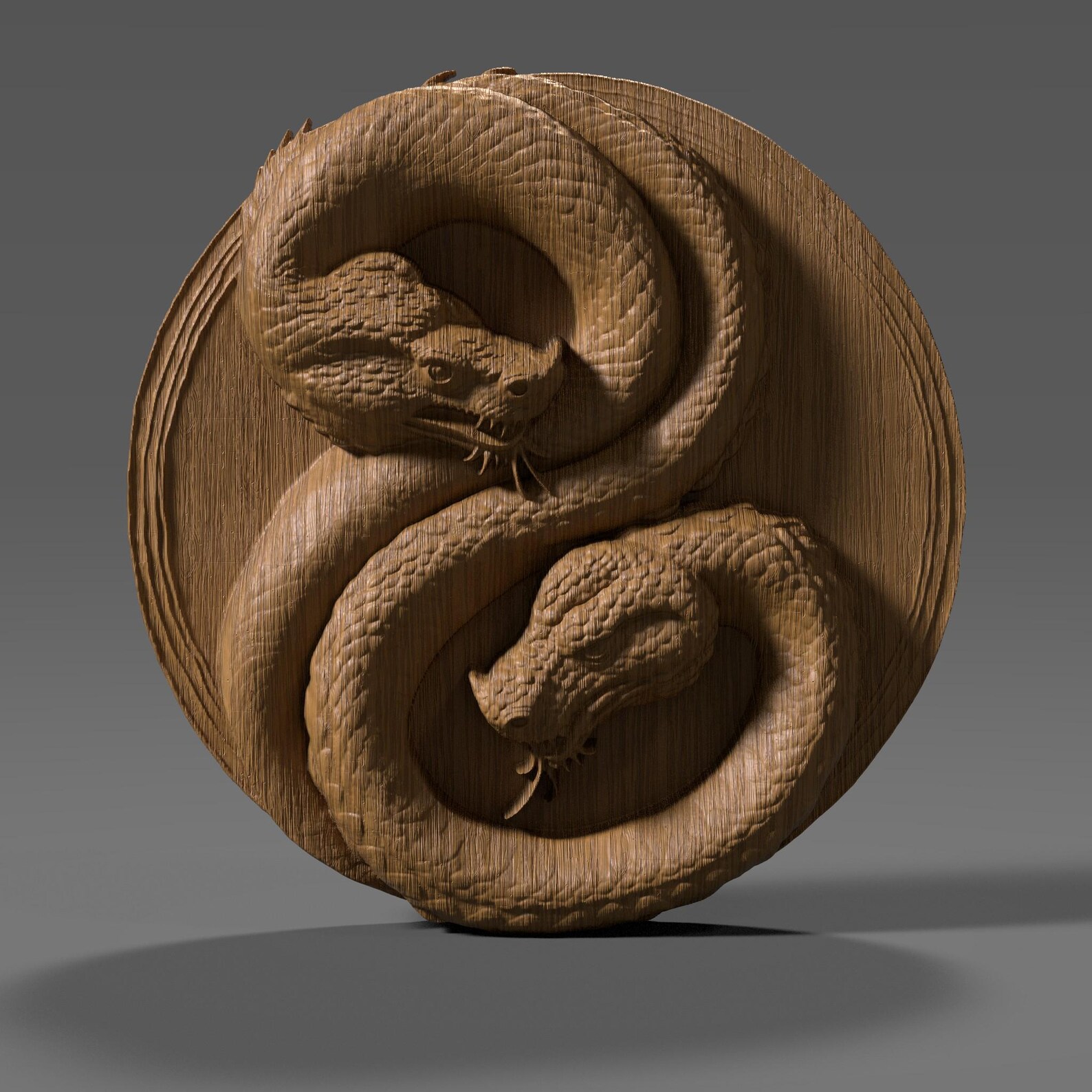 Year of the Snake Yin Yang Bas Relief: CNC, Laser, 3D Print (digital ...