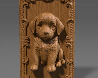 Labrador Puppy 3D Relief STL File: CNC Wood Carving (Digital Download)