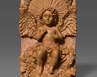 Baby Angel Wood Carving STL | 3D Bas Relief (Digital Download)