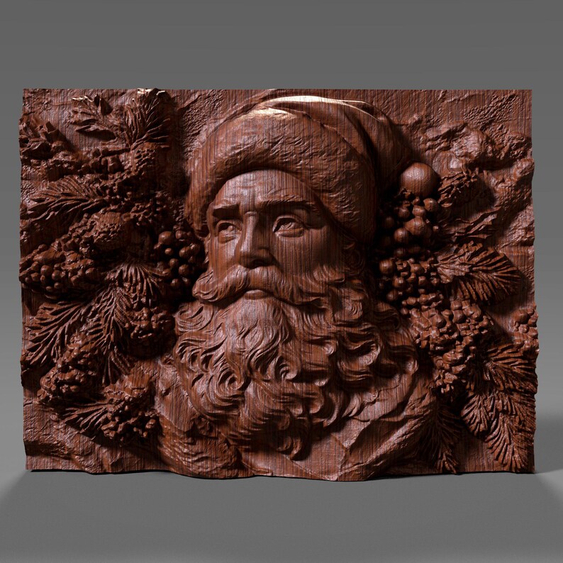 Santa Claus 3D Bas Relief Model: CNC Router Engraving (Digital Download) image 5