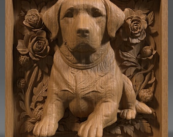 Labrador Retriever 3D Relief Model: CNC Carving, Laser Engraving (Digital Download)