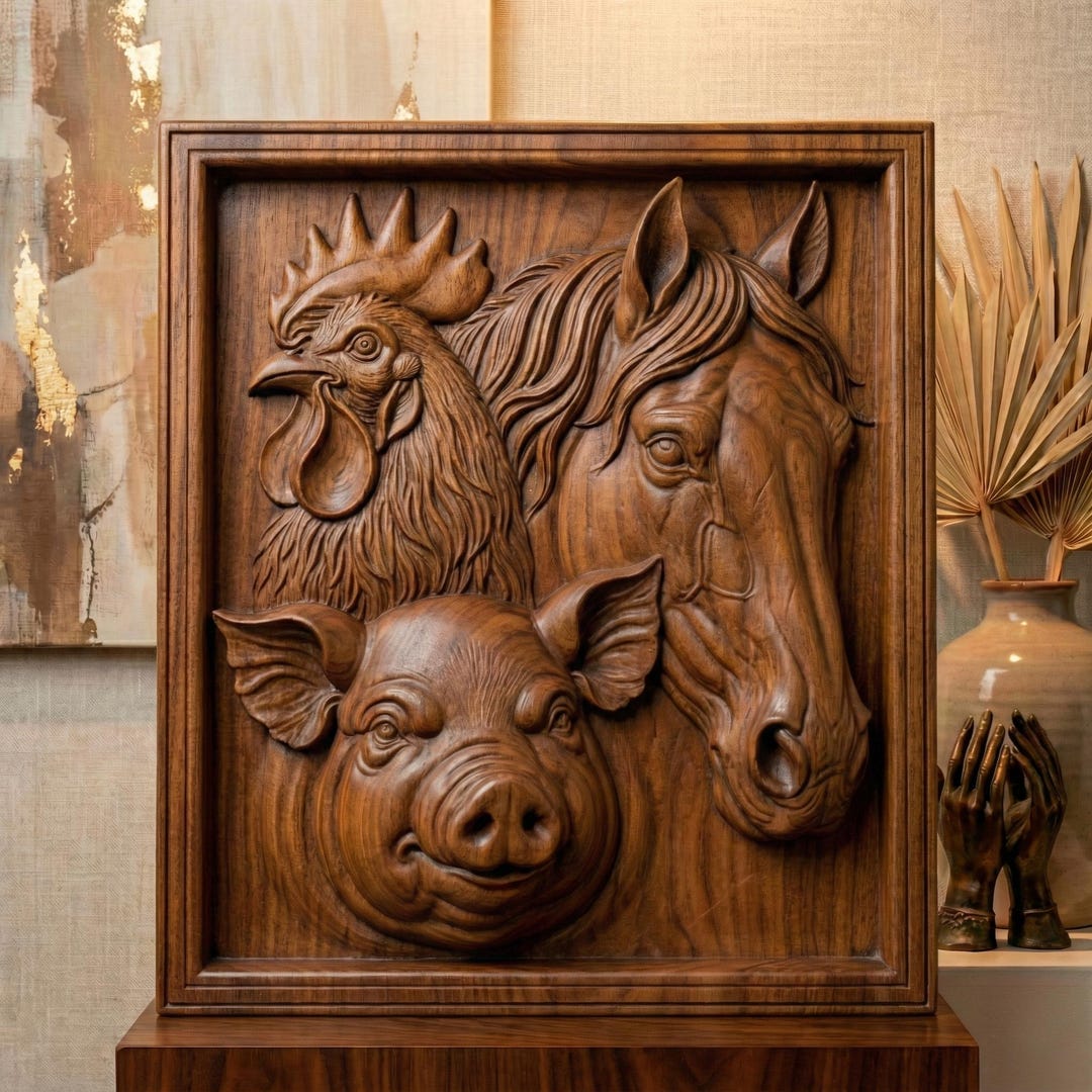 Farm Animals Relief STL | Rustic Farmhouse Wall Art | CNC & 3D Print ...