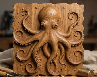 Octopus 3D Relief STL File: CNC Carving, Laser Engraving (Digital Download)
