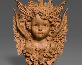 3D Cherub Angel Relief: CNC Ready STL File (Digital Download