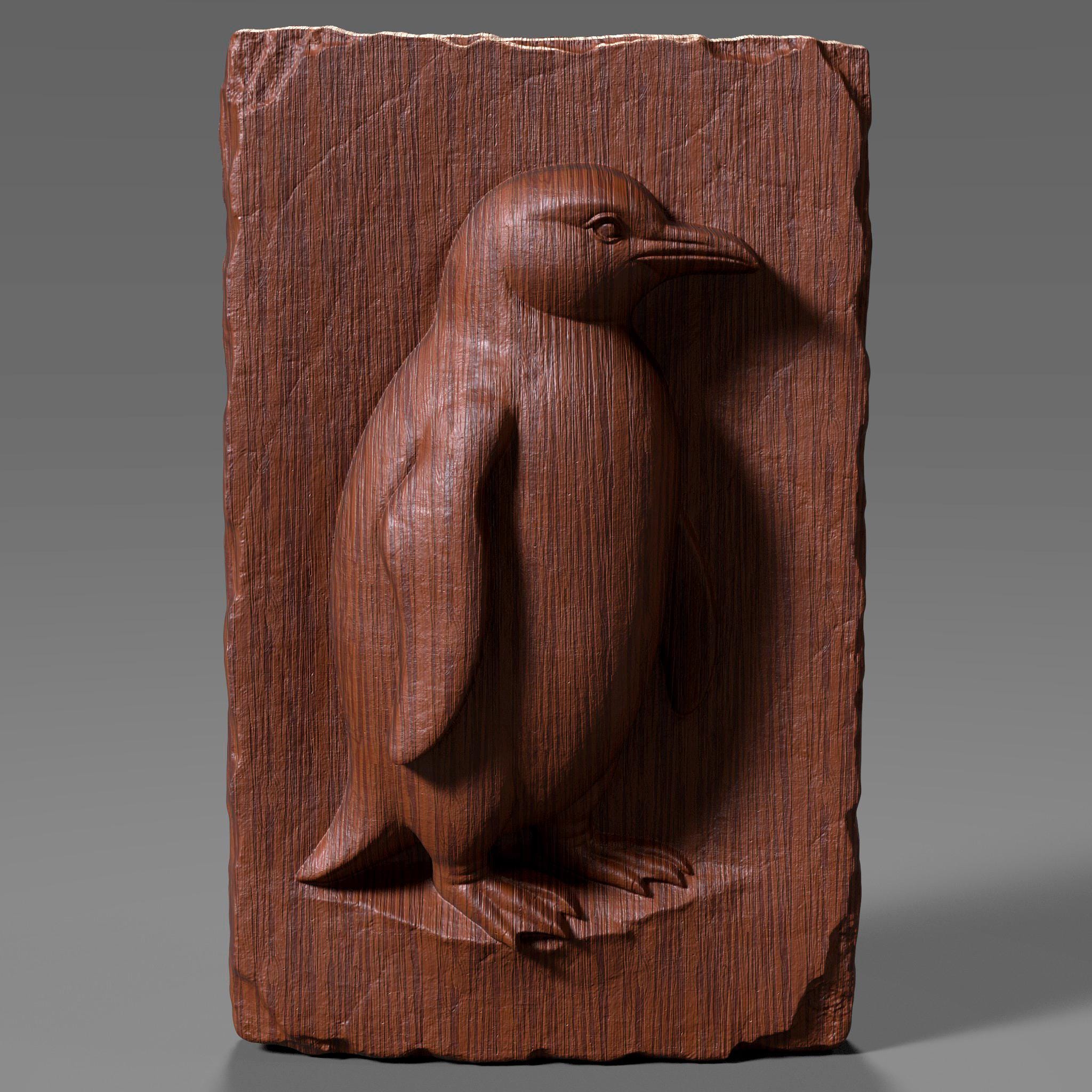 Relieved Penguin Penguin 3D Relief Model: CNC Carving, Laser Engraving (digital STL File ...