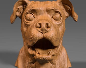 Pug Dog 3D Relief Sculpture: CNC, 3D Print STL (Digital Download)