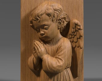 Praying Angel Relief: CNC Laser 3D Print File (STL + Depth Map