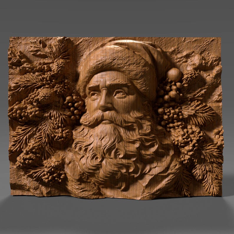 Santa Claus 3D Bas Relief Model: CNC Router Engraving (Digital Download) image 3