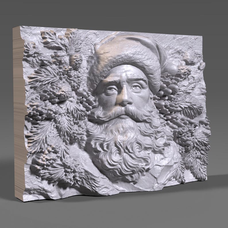 Santa Claus 3D Bas Relief Model: CNC Router Engraving (Digital Download) image 10