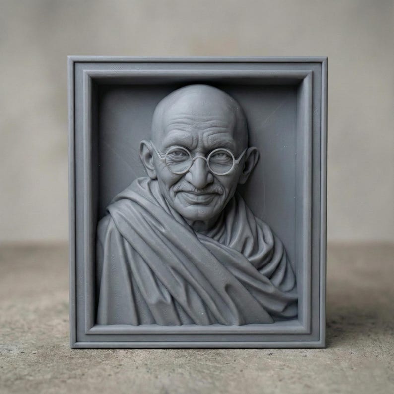 Gandhi Bust STL 3D Model | Spiritual Leader Wall Art | CNC & 3D Print ...
