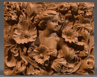 Frau Floral Bas Relief STL Datei: Jugendstil CNC Carving Modell (Digitaler Download)