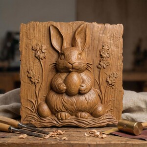 Easter Bunny 3D Relief STL| Spring Wall Art, CNC Carving (Digital Download)